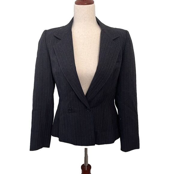 Peabody House Jackets & Blazers - Vintage Peabody House Womens Size 7/8 Wool Blazer Grey Pinstripe Office Siren